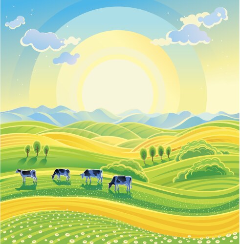 Farming landscape Royalty Free Vector Image - VectorStock