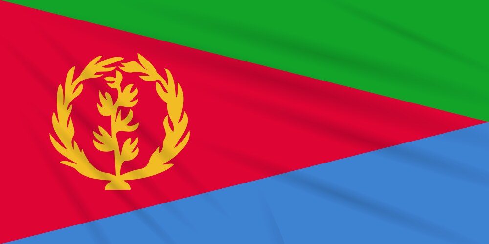 Flag eritrea swaying in wind realistic vektorbild