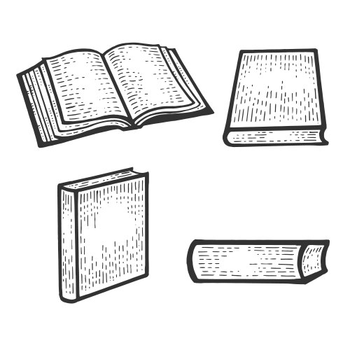 Open book sketch engraving Vector Image