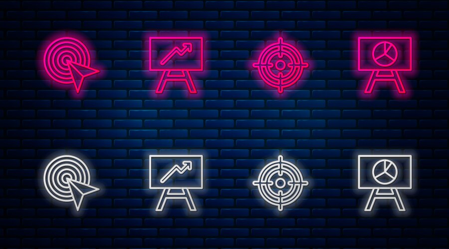 Set line board with graph chart target vector image