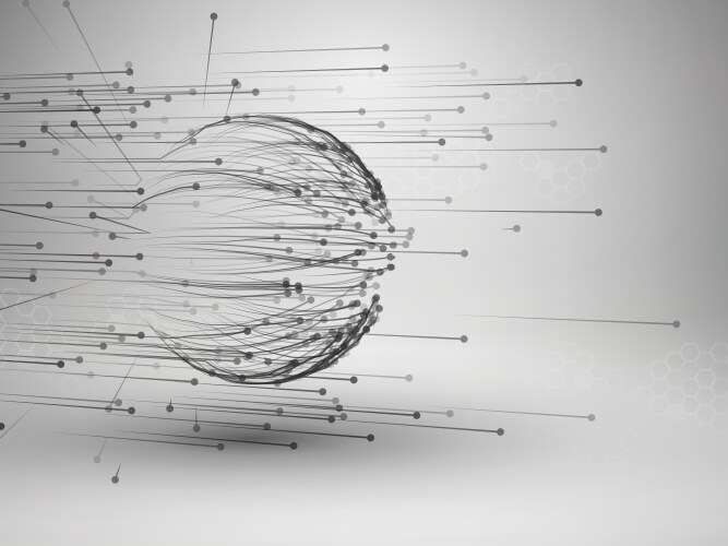 Sphere with connected lines and dots wireframe vector image