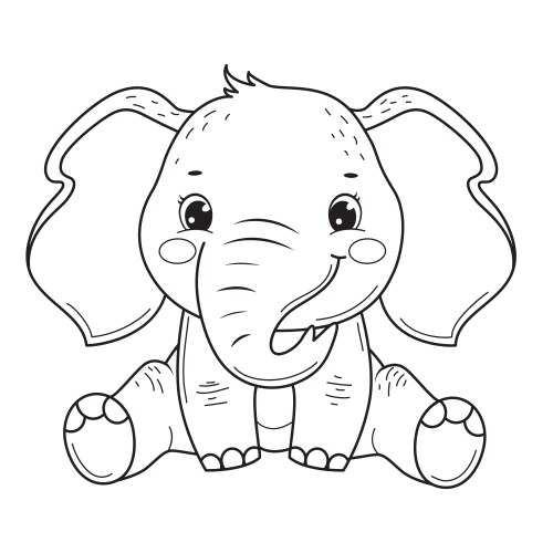 elephant for coloring bookline art design vector image