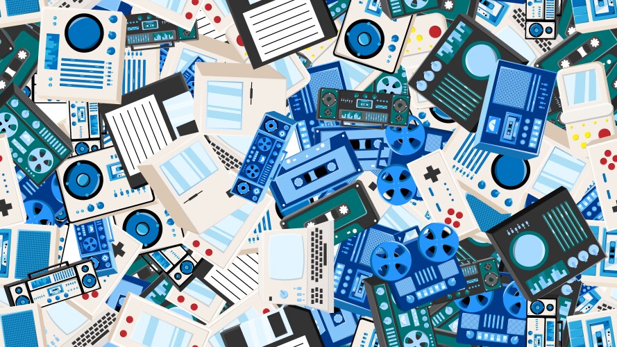 Seamless pattern endless with tech electronics vector image