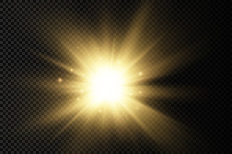 Glow bright light star yellow sun rays Royalty Free Vector