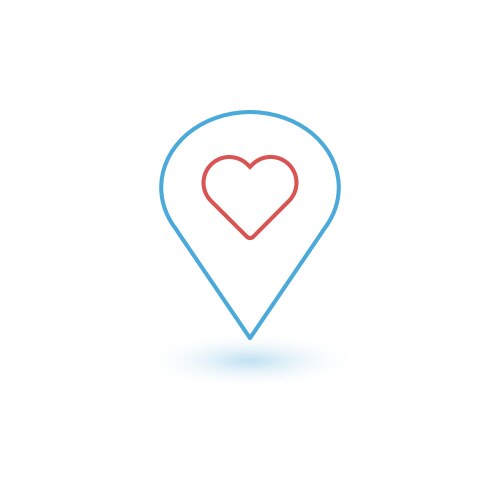 Pointer pin up icon with heart outline web design vector image