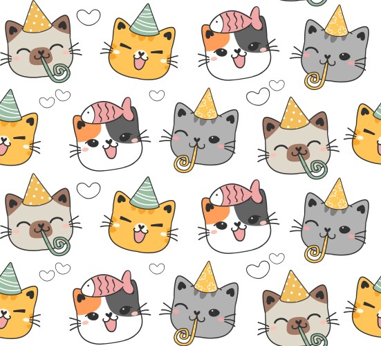 Cute cat faces Royalty Free Vector Image - VectorStock