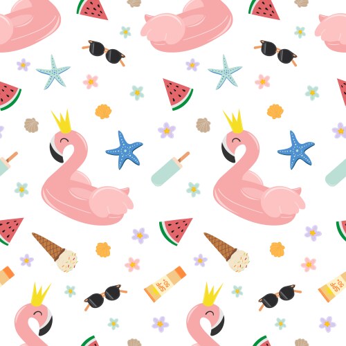 Seamless pattern with summer beach elements – Royalty-Free Vector ...