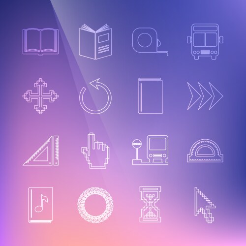 Set line pixel arrow cursor protractor grid vector image