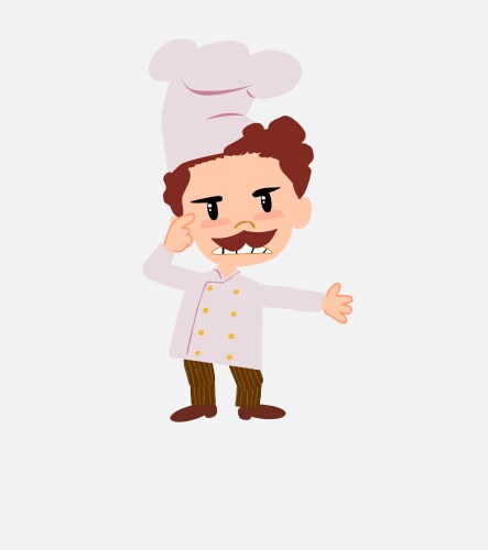 Chef is angry and points his head with index vector image