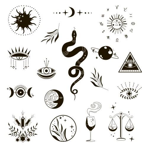 Celestial mystical symbols and icons Vector Image
