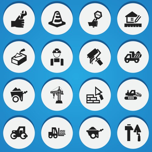 Set of 16 editable structure icons includes vector image