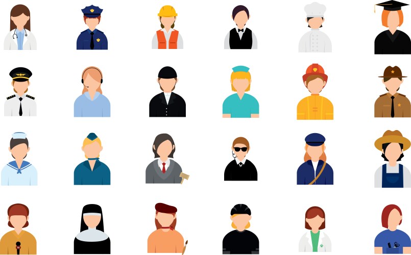 Set of abstract characters with different vector image