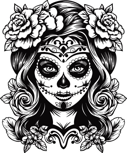 Day of the Dead Girl with Roses Vector Image