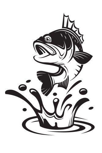 Bass fish emblem Vector Image
