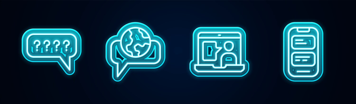 Set line speech bubbles with question learning vector image