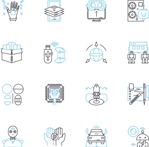 3d modeling linear icons set rendering surface vector image