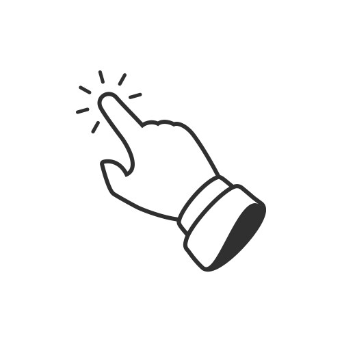 Click here button with hand pointer clicking vector image
