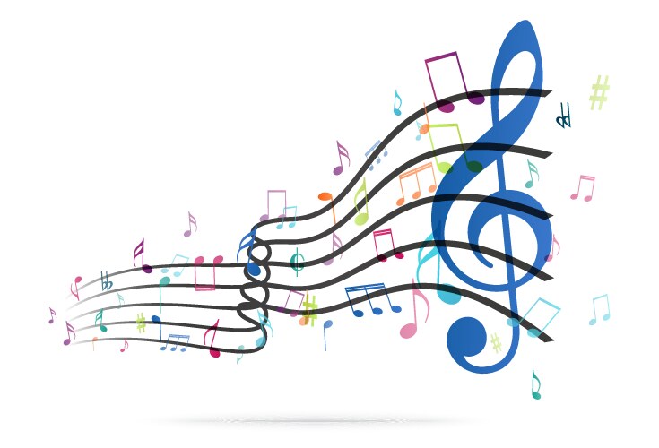 Colorful music notes background vector image