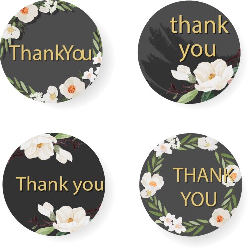 Elegant Camellia & Magnolia Flowers - Thank You St Vector Image