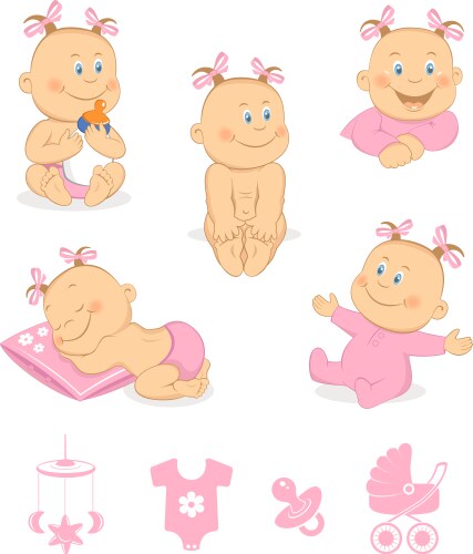Happy baby girl set Vector Image