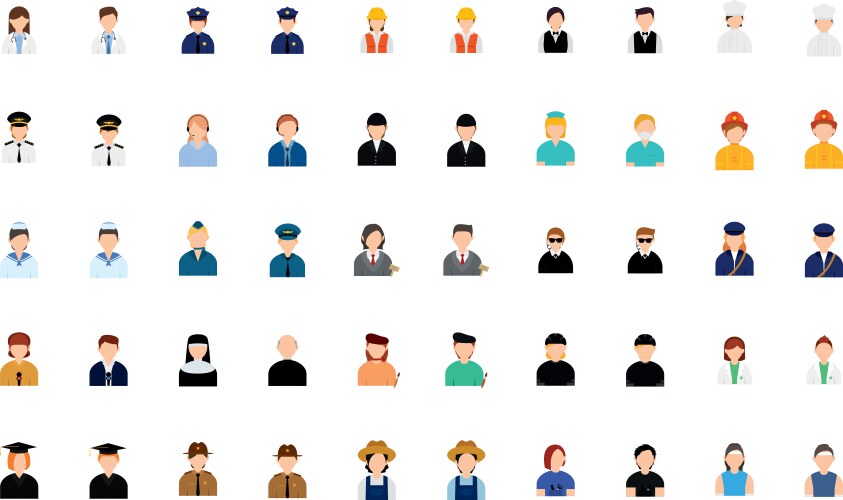 Set of abstract characters with different vector image
