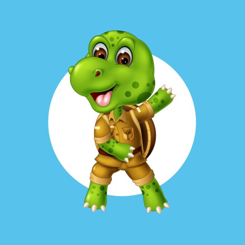 Cute turtle operating laptop cartoon Royalty Free Vector