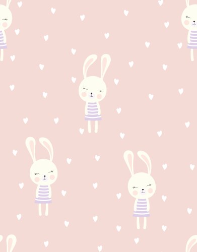 Cute Rabbit Seamless Pattern - Pink Background – Royalty-Free Vector ...