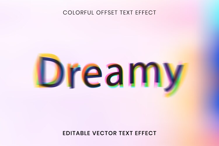 Editable text effect template colorful offset vector image