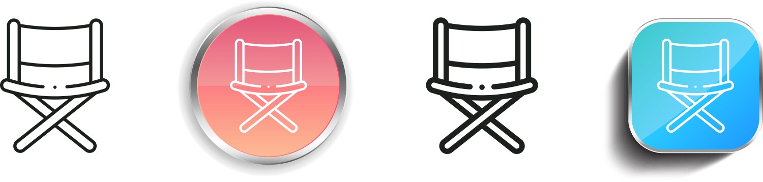 Folding chair icon thin linear regular and button vector image