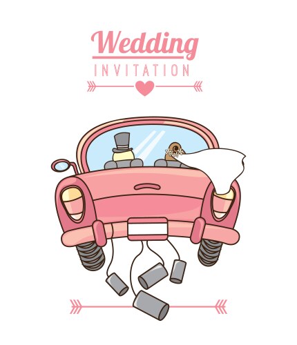 Watercolor wedding car just married isolated Vector Image