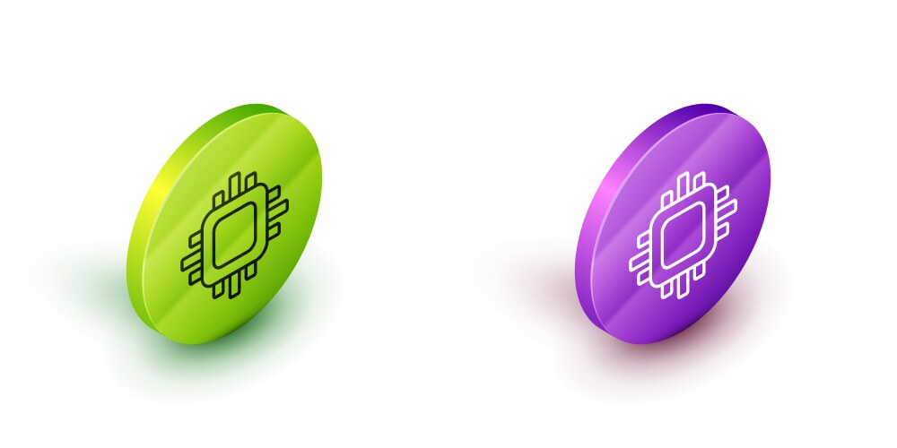 Isometric line computer processor vector image