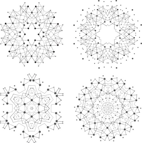 Set of shape molecular structure with lines vector image