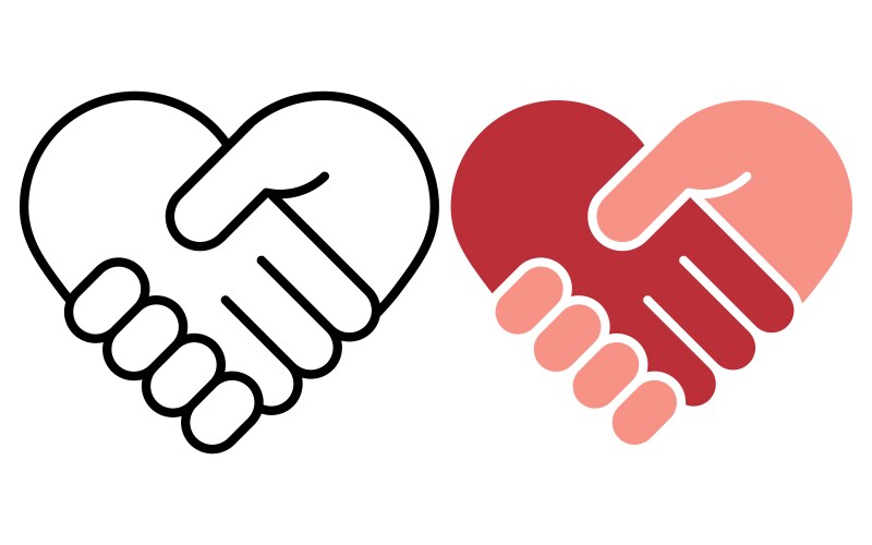 Heart Handshake Icon - Friendship & Agreement Vector Image