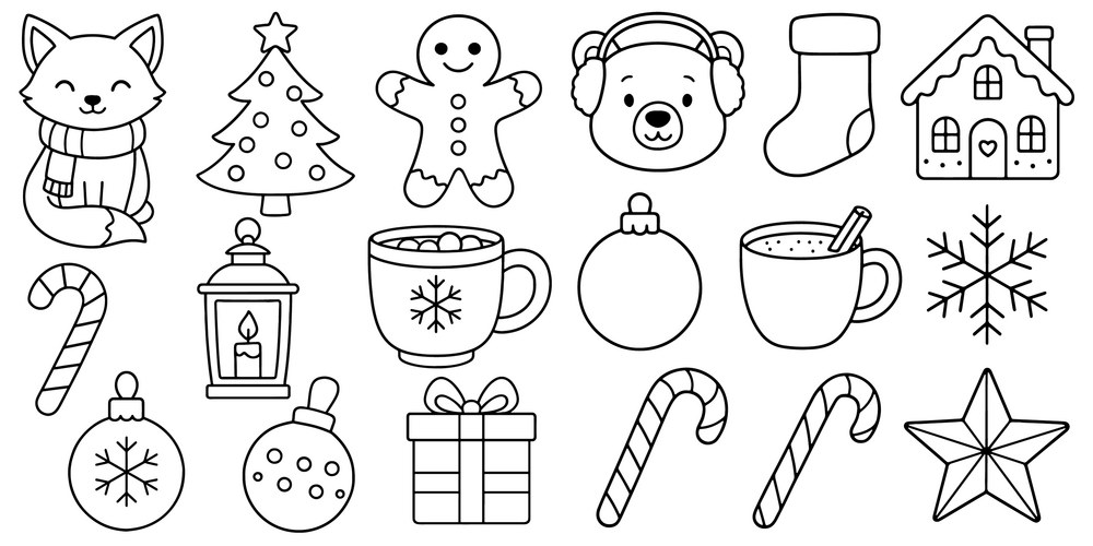 Cute Christmas Elements: Gingerbread & More Vector Image