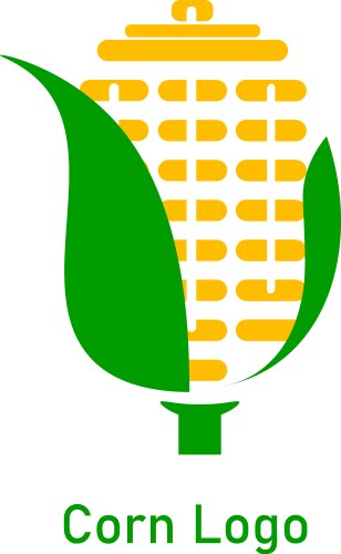 Corncob logo design yellow corn seed and green vector image