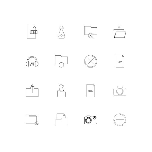 Files and folders sign linear thin icons set vector image