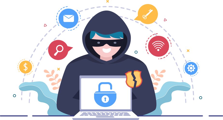 Hacker using computer server to activity hacked vector image