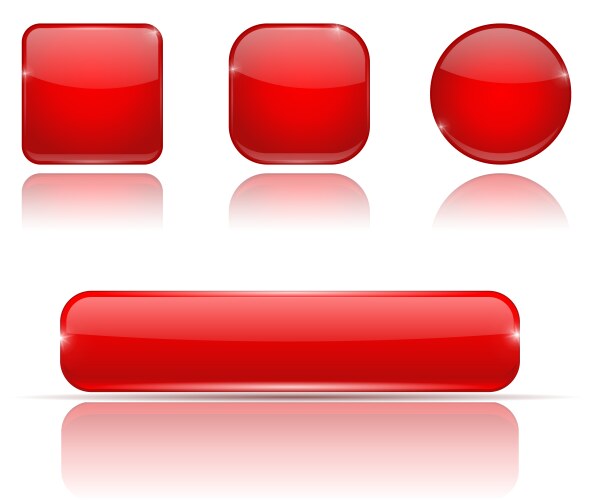 set of red buttons web shiny 3d icons vector image