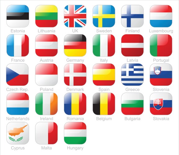 All flags of the countries european union Vector Image
