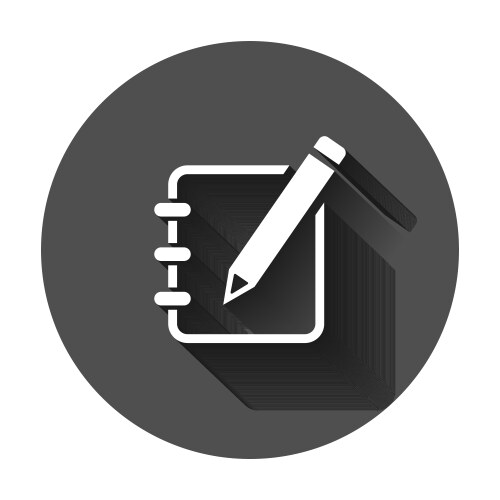 Notepad edit document with pencil icon long vector image