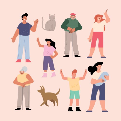 ten family members vector image