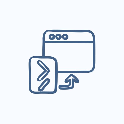 Browser window with terminal startup sketch icon vector image