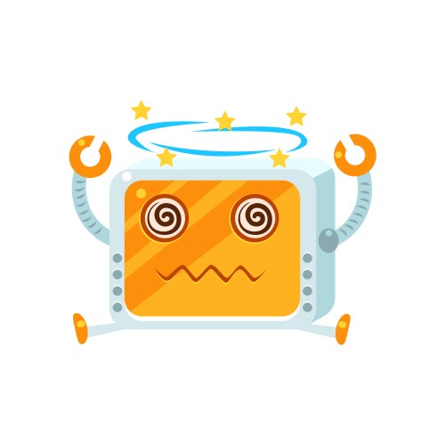 Dizzy little robot character vector image