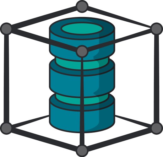 Servers disks protected inside cube security vector image