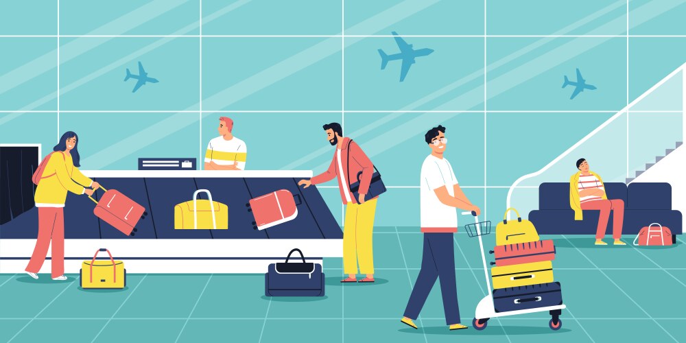 Airport luggage carousel baggage scan belt Vector Image
