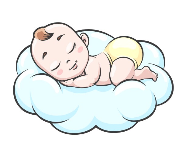 Cute Baby Sleeping on Clouds Vector Image