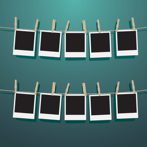 Photo frames on rope Royalty Free Vector Image