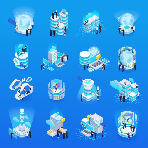 Big data isometric set Royalty Free Vector Image