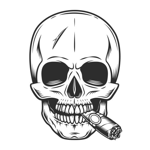 Scary Skull with Cigar Vector Image