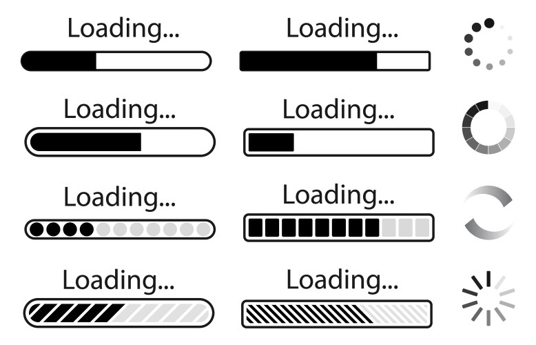 Set of loading icons load indicator sign waiting vector image